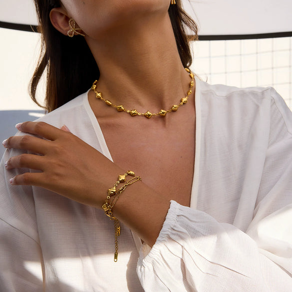 Women's Jewelry Set Stainless Steel Conch And Paper Clip Electroplated Marine Life Jewelry