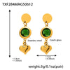 Women's Jewelry Set 316L Stainless Steel Plated 18K Real Gold Heartshaped Czech Glass Necklace Bracelet Earrings Electroplated