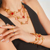 Women's Jewelry Set 316L Stainless Steel Plated 18K Real Gold Heartshaped Czech Glass Necklace Bracelet Earrings Electroplated
