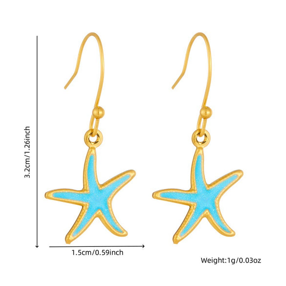 Women's Jewelry Set Stainless Steel Shell Starfish Oil Drop With Marine Life Pattern Electroplated Box Chain