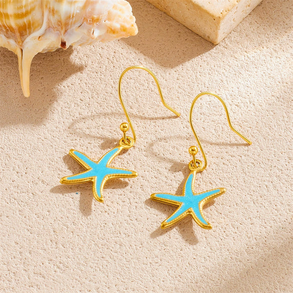 Women's Jewelry Set Stainless Steel Shell Starfish Oil Drop With Marine Life Pattern Electroplated Box Chain