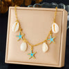 Women's Jewelry Set Stainless Steel Shell Starfish Oil Drop With Marine Life Pattern Electroplated Box Chain