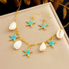 Women's Jewelry Set Stainless Steel Shell Starfish Oil Drop With Marine Life Pattern Electroplated Box Chain