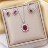 Women's Jewelry Set Titanium Steel Electroplated Inlay Diamondstudded Necklace Earrings Ring
