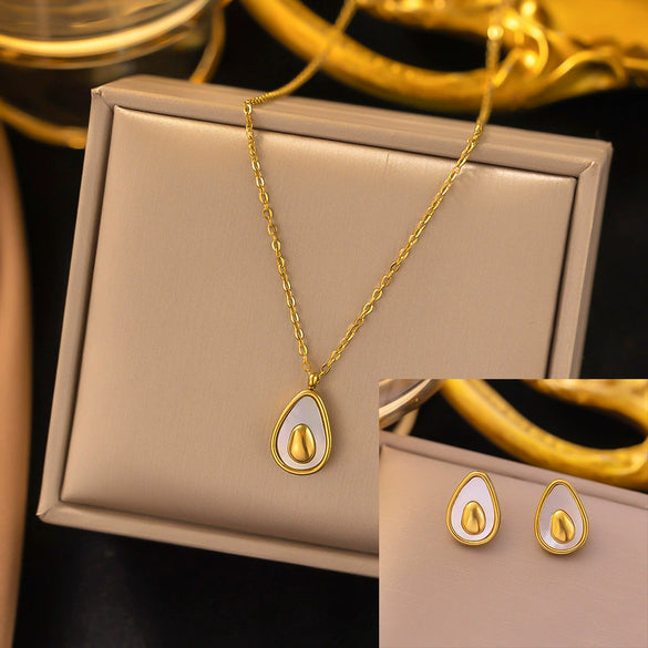 Women's Jewelry Set Titanium Steel Plants And Flowers Pattern Electroplating Earrings And Necklaces