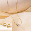 Women's Jewelry Set Titanium Steel Plants And Flowers Pattern Electroplating Earrings And Necklaces