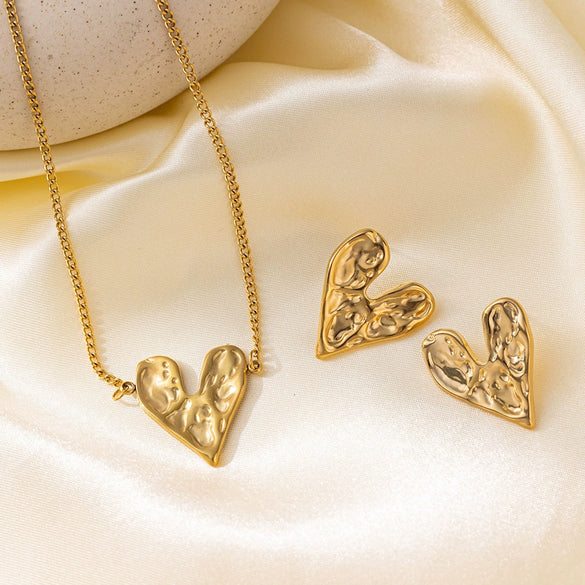 Women's Jewelry Set Titanium Steel Plants And Flowers Pattern Electroplating Earrings And Necklaces