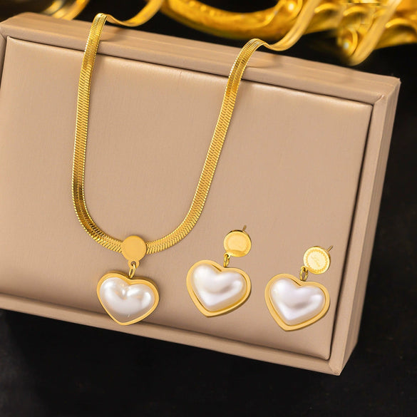 Women's Jewelry Set Titanium Steel Plants And Flowers Pattern Electroplating Earrings And Necklaces