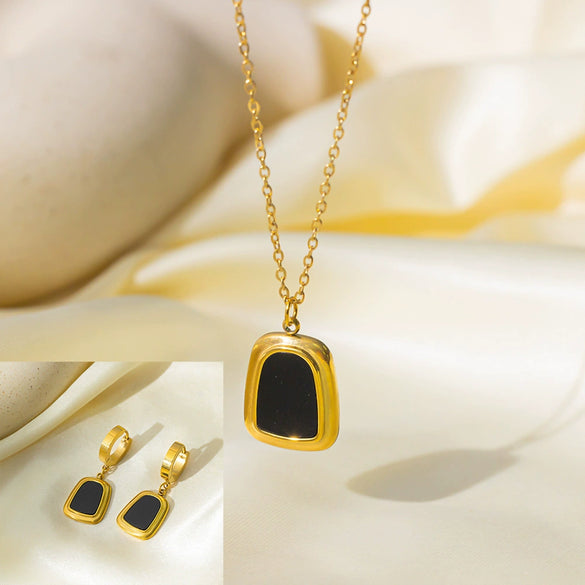 Women's Jewelry Set Titanium Steel Plants And Flowers Pattern Electroplating Earrings And Necklaces
