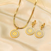 Women's Jewelry Set Titanium Steel Plants And Flowers Pattern Electroplating Earrings And Necklaces