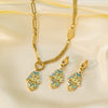 Women's Jewelry Set Titanium Steel Plants And Flowers Pattern Electroplating Earrings And Necklaces