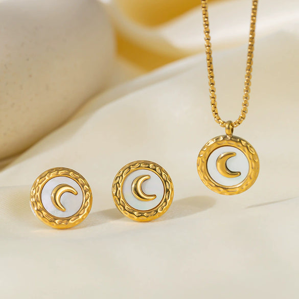Women's Jewelry Set Titanium Steel Plants And Flowers Pattern Electroplating Earrings And Necklaces