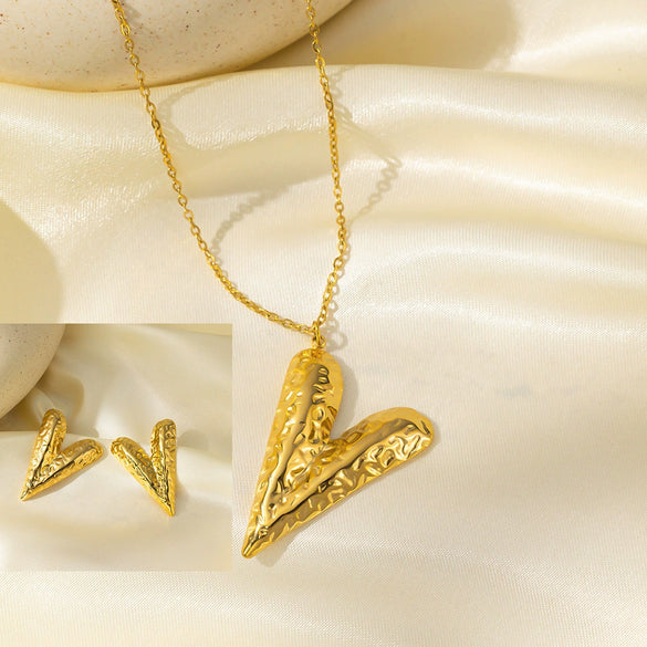 Women's Jewelry Set Titanium Steel Plants And Flowers Pattern Electroplating Earrings And Necklaces