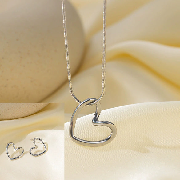 Women's Jewelry Set Titanium Steel Plants And Flowers Pattern Electroplating Earrings And Necklaces