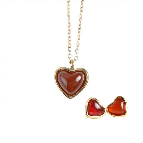 Women's Jewelry Set Titanium Steel Plants And Flowers Pattern Electroplating Earrings And Necklaces