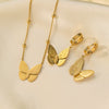 Women's Jewelry Set Titanium Steel Plants And Flowers Pattern Electroplating Earrings And Necklaces