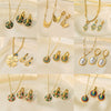 Women's Jewelry Set Titanium Steel Plants And Flowers Pattern Electroplating Earrings And Necklaces
