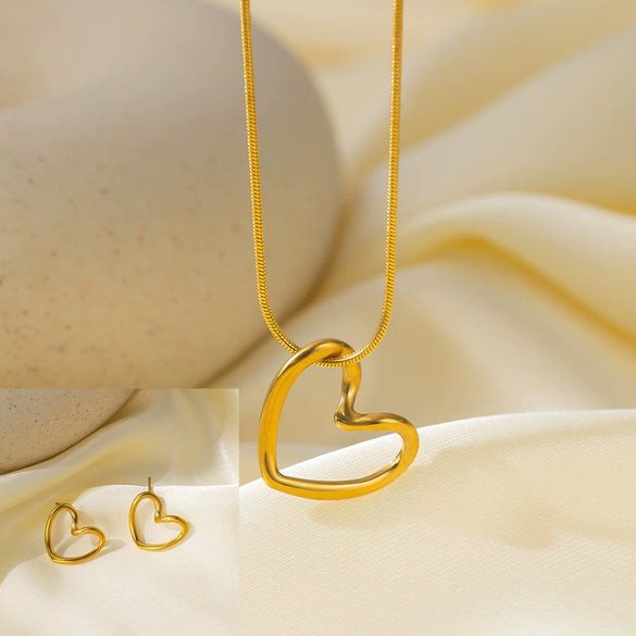Women's Jewelry Set Titanium Steel Plants And Flowers Pattern Electroplating Earrings And Necklaces
