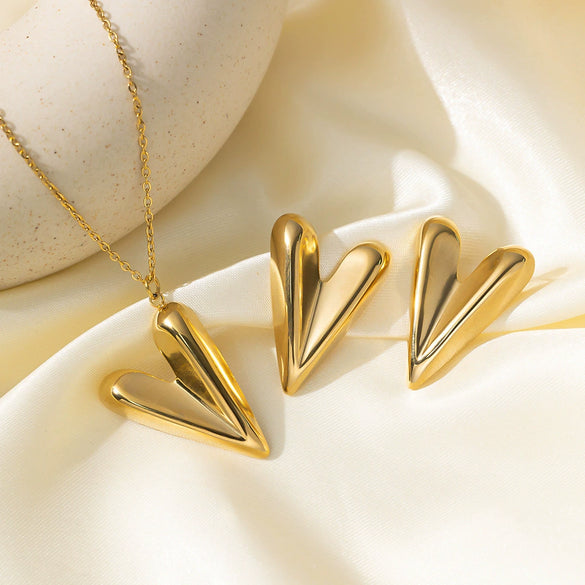 Women's Jewelry Set Titanium Steel Plants And Flowers Pattern Electroplating Earrings And Necklaces