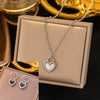 Women's Jewelry Set Titanium Steel Plants And Flowers Pattern Electroplating Earrings And Necklaces