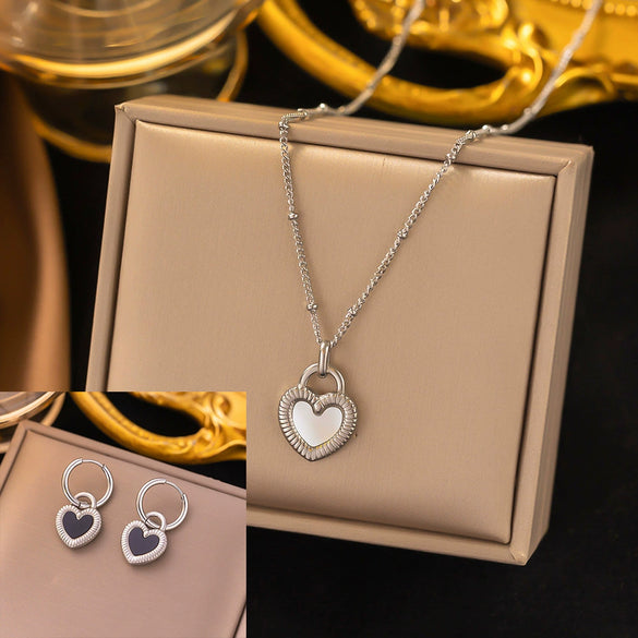 Women's Jewelry Set Titanium Steel Plants And Flowers Pattern Electroplating Earrings And Necklaces