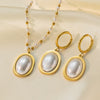 Women's Jewelry Set Titanium Steel Plants And Flowers Pattern Electroplating Earrings And Necklaces