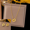 Women's Jewelry Set Titanium Steel Plants And Flowers Pattern Electroplating Earrings And Necklaces