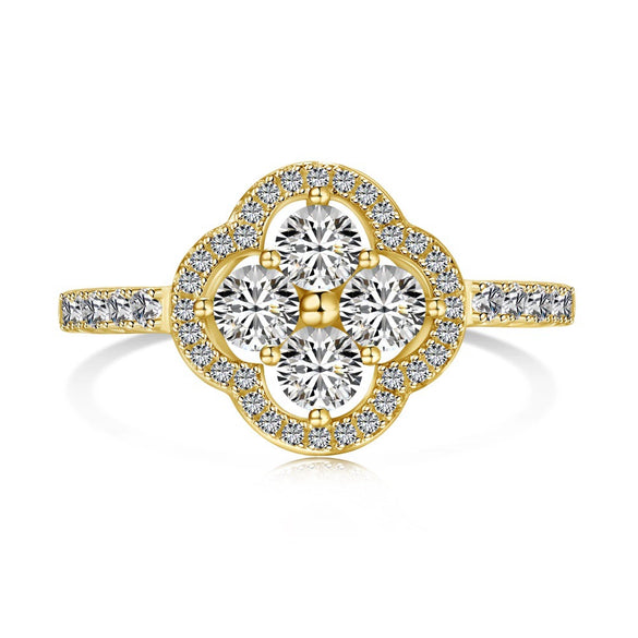 Women's Jewelry Set With S925 Sterling Silver Clover Zircon Inlaid Electroplated