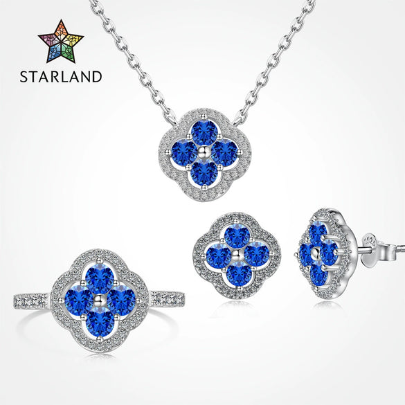 Women's Jewelry Set With S925 Sterling Silver Clover Zircon Inlaid Electroplated