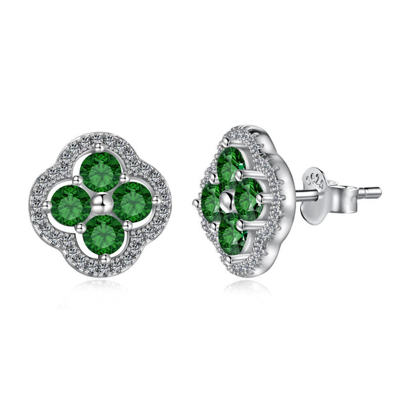 Women's Jewelry Set With S925 Sterling Silver Clover Zircon Inlaid Electroplated