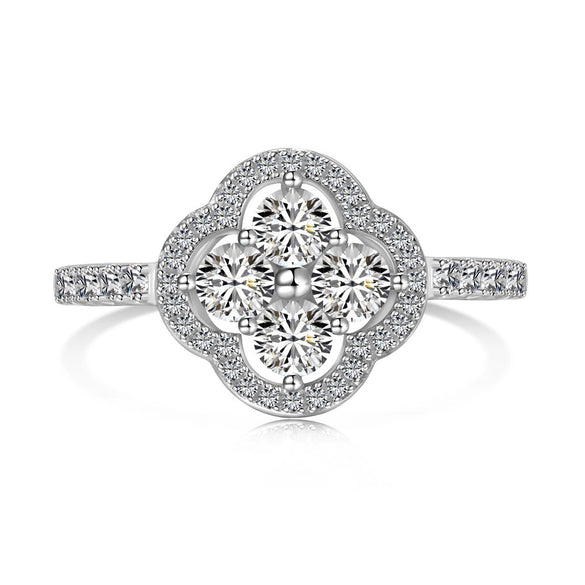 Women's Jewelry Set With S925 Sterling Silver Clover Zircon Inlaid Electroplated