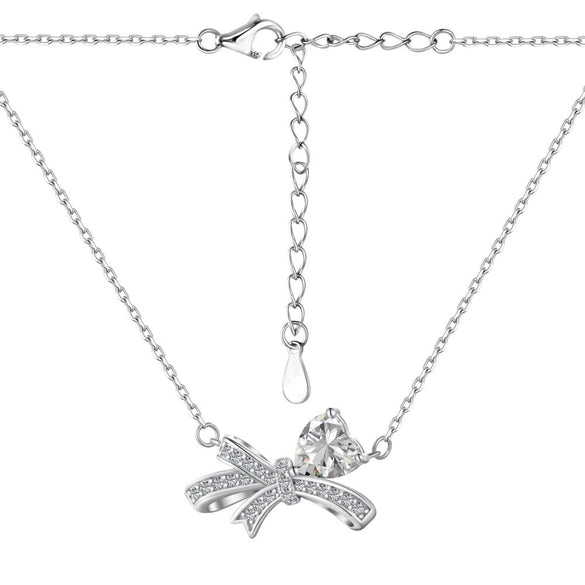 Women's Jewelry Set With 925 Sterling Silver Love Zircon Inlaid Bow Heart Water Drop And Bell Shapes Light Luxury Style Electroplated