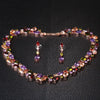 Women's Jewelry Set Zircon Plant Flowers Glass Design Necklace Earrings