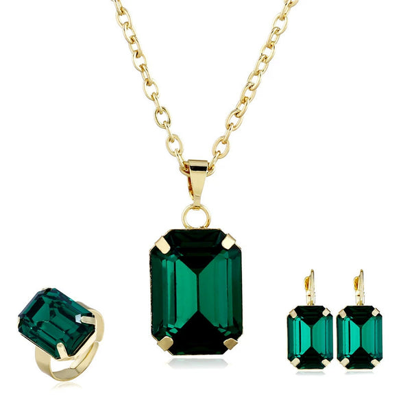 Women's Jewelry Sets Alloy Geometric Electroplating Bone Chain Mixed Gem Inlay Earrings Necklace Ring