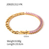 Women's Jewelry Stainless Steel And Titanium Steel With Colorful Zircon Inlaid Geometric Pattern Necklace Bracelet