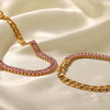 Women's Jewelry Stainless Steel And Titanium Steel With Colorful Zircon Inlaid Geometric Pattern Necklace Bracelet