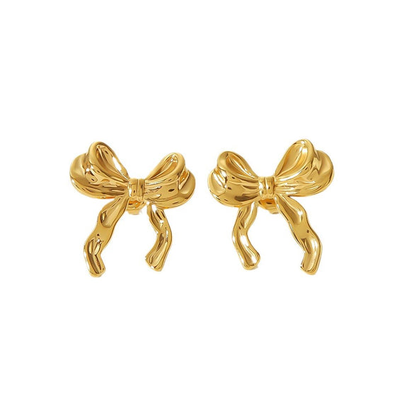 Women's Jewelry Stainless Steel Bow Geometric High Sense Electroplated Necklace Earrings Ring