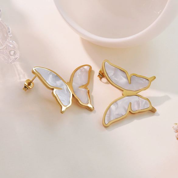 Women's Jewelry Stainless Steel Butterflyshaped Cute Earrings With Electroplating