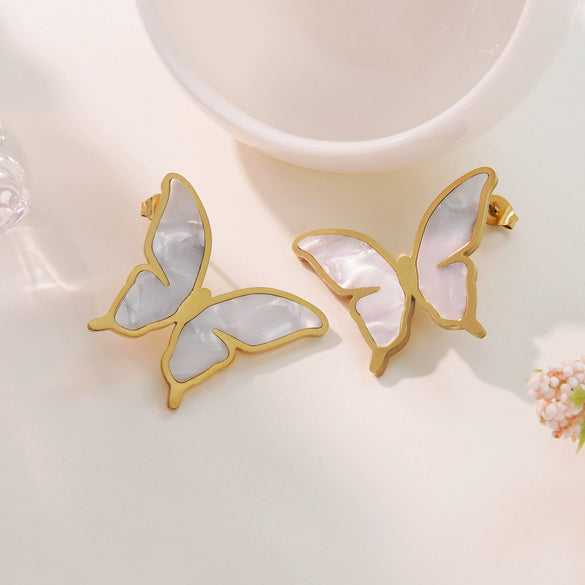 Women's Jewelry Stainless Steel Butterflyshaped Cute Earrings With Electroplating