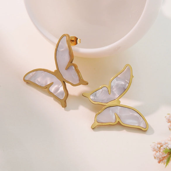 Women's Jewelry Stainless Steel Butterflyshaped Cute Earrings With Electroplating