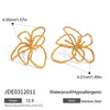 Women's Jewelry Stainless Steel 18K Gold Geometric Hammer Pattern Electroplated Earrings Ring