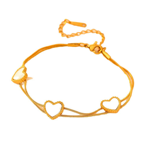 Women's Jewelry Titanium Steel Box Chain With Love Water Drops Bell Pattern And Peach Heart Shape 18K Gold Plated
