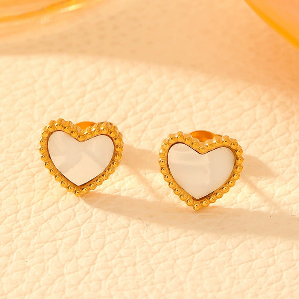 Women's Jewelry Titanium Steel Box Chain With Love Water Drops Bell Pattern And Peach Heart Shape 18K Gold Plated