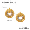 Women's Jewelry 316L Stainless Steel Geometric Gold Plated Earrings And Hollow Diamond Ring