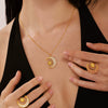 Women's Jewelry 316L Stainless Steel Inlaid Zircon Electroplated Fashion Ring And Necklace Set