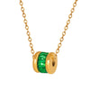 Women's Jewelry 316L Stainless Steel Pendant Necklace With Green Zircon Mixed Gem Inlay Geometric Style Gold Plated Cross Chain
