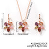 Women's Jewelry Twopiece Set With O Chain Stainless Steel Copper Zircon Glass Plants And Flowers Electroplated