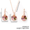 Women's Jewelry Twopiece Set With O Chain Stainless Steel Copper Zircon Glass Plants And Flowers Electroplated