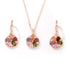 Women's Jewelry Twopiece Set With O Chain Stainless Steel Copper Zircon Glass Plants And Flowers Electroplated
