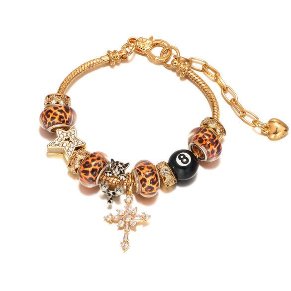 Women's Jewelry Zinc Alloy Fivepointed Star Leopard Print Handmade Electroplated Bracelet